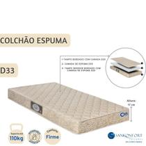 Colchão Solteiro Espuma D33 Toulon Sankonfort 78x188x17 Ideal para Camas Estreitas Alta Qualidade