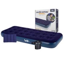 Colchão Solteiro Inflável + Travesseiro + Bomba Elétrica VG Plus