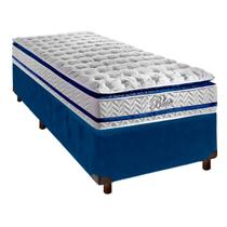 Colchão Solteiro Molas Ensacadas + Box Azul - Blue