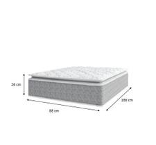 Colchão Solteiro Nazar Molas Ensacadas com Pillow Top - Extra Conforto - Bello Box - Conforto (Espuma da Nasa) Viscoeslástico D33 Cinza