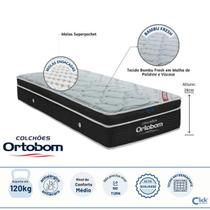Colchão Solteiro Ortobom Elegant Molas Superpocket 88x188x28 Alta Qualidade e Conforto Tecido Bambu Fresh