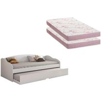Colchão Solteiro Physical Ortobom (2un) + Sofá Cama Funny II c/ Auxiliar Branco Colchão Solteiro Physical Ortobom (2un) + Sofá Cama Funny II c/ Auxiliar Branco