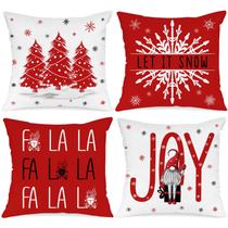 Colchas de almofada Lanpn Christmas 22x22cm, conjunto de 4 vermelhas