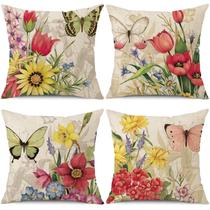 Colchas de almofada wyooxoo, conjunto de 4 capas de linho, 45x45cm