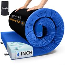 Colchón de Camping Kingfun de Espuma Viscoelástica Impermeable Azul de 10 cm