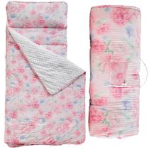 Colchoneta para Siesta de Niños Pequeños DuShow Floral Rosa con Almohada y Manta