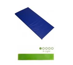 Colchonete Azul + Mini Band Faixa Elástica Verde Super Leve - 1 Fit