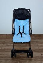 Colchonete Capa Para Carrinho MicroPercal 200 Fios Com Pompom Almofadado Azul Bebê Colchonete Capa Para Carrinho MicroPercal 200 Fios Com Pompom Almofadado Azul Bebê