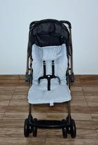 Colchonete Capa Para Carrinho MicroPercal 200 Fios Com Pompom Almofadado Cinza