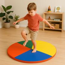 Colchonete Circular Infantil 1,5m x 2cm Espuma Colorida para Atividades Lúdicas, Motoras e Terapêuticas