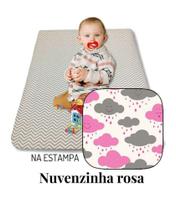 colchonete colchão infantil para bebê 90x60 nuvenzinha rosa - Gabriela Martin Enxovais