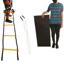 Colchonete De Academia, Corda Para Pular e Escadinha Funcional - Kit Treino Funcional