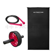 Colchonete De Academia/treino + Corda De Pular + Roda Abdominal Profissional Fitness KIT ROSA FEMININO