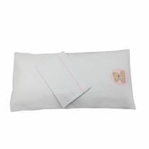 Colchonete de Carrinho Enxoval Menina 3 Peças 100% algodão - Urso Rosa