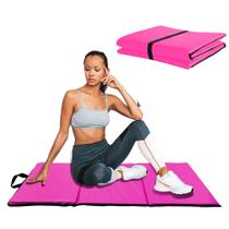 Colchonete Dobrável Maleta Rosa Azul Academia Fitness Abdominal Yoga Pilates Espuma Confortável D50