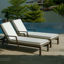 Colchonete Espreguiçadeira de Piscina Impermeável Área Externa 0.55x1.75m Branco e Preto