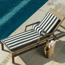 Colchonete Espreguiçadeira Piscina Impermeável Listrado Área Externa 0.55x1.75m Azul