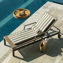 Colchonete Espreguiçadeira Piscina Impermeável Listrado Área Externa 0.55x1.75m Bege