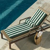 Colchonete Espreguiçadeira Piscina Impermeável Listrado Área Externa 0.55x1.75m Verde