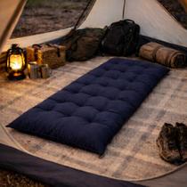Colchonete Futon 1,70x60 Espreguiçadeira Almofada Grande Confortável Multiuso Cores:Azul-marinho