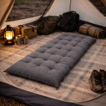 Colchonete Futon 1,70x60 Espreguiçadeira Almofada Grande Confortável Multiuso Cores:Chumbo