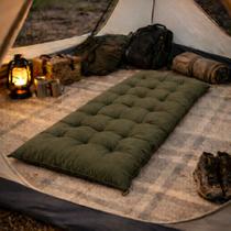 Colchonete Futon 1,70x60 Espreguiçadeira Almofada Grande Confortável Multiuso Cores:Verde-musgo