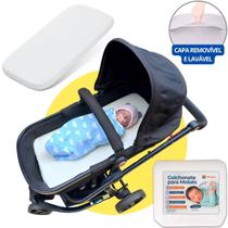 Colchonete p/ Carrinho Bebê Moisés Capa Removível Universal ninho mini Berço redutor Macio 70cmx35cm3cm Monolo
