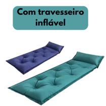 Colchonete Solteiro Colchão Inflavel Camping Acampamento Com Travesseiro e Sacola Para Transporte