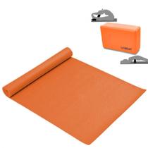 Colchonete Tapete Yoga Ginastica Eva + Bloco de Apoio para Yoga em Eva Laranja Liveup 23 X 15 Cm Liveup Sports