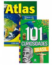 Coleção 101 curiosidades - Brasil + Ciranda Cultural Atlas - Mapas do Brasil: Mapas do Brasil, Verde - Kit de Livros