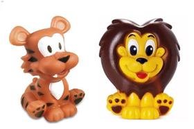 Coleção 2 Bichinhos Cuties Zoo Macios e Fofinhos Brinquedos de Vinil para Bebê a Partir de 3 Meses