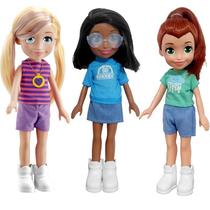 Coleção 3 Bonecas Polly Pocket e 2 Amigas Shani e Lila com Acessórios Mattel - Pupee