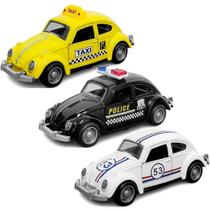Coleção 3 Fuscas Herbie Polícia Taxi Ferro 1:32 Abre Portas