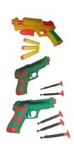 Coleção 3 Pistolas Arminhas De Brinquedo Lançador De Dardos Amarelo Coleção 3 Pistolas Arminhas De Brinquedo Lançador De Dardos Amarelo