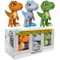 Coleção 3 Super Dinossauros Jurassic World Infantil de Vinil Velociraptor Original