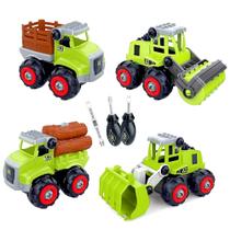 Coleção 4 Carrinhos Tratores Educativo de Montar da Fazenda Coleção 4 Carrinhos Tratores Educativo de Montar da Fazenda