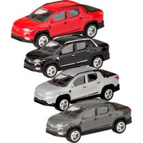Coleção 4 Miniaturas Fiat Strada Escala 1:64 Metal e Pneus Borracha Para Colecionador Decoração