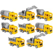 Coleção 8 Caminhões de Fricção Infantil com Betoneira, Escavadeira e Caçamba