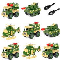 Coleção 8 Caminhões Tanque Guerra Helicóptero Monta Desmonta Coleção 8 Caminhões Tanque Guerra Helicóptero Monta Desmonta