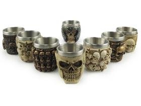 Coleção 8 Copos Shot Aço Inox E Resina Caveira Colecionável Coleção 8 Copos Shot Aço Inox E Resina Caveira Colecionável