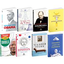 Coleção 8 Livros Pensando Como Mandela Freud Empreendedor Filósofo Obama da Vinci Einstein Churchill