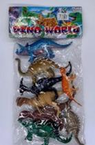 Coleção 8 Miniaturas Dinossauros Jurássicos Animais de Brinquedo em Borracha - Dino World