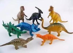 Coleção 8 Miniaturas Dinossauros Jurássicos Animais de Brinquedo em Borracha - Dino World
