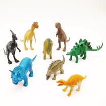 Coleção 8 Miniaturas Dinossauros Jurássicos Animais de Brinquedo em Borracha - Dino World