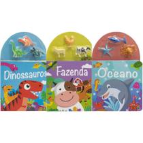 Coleção aventuras para pequeninos - 3 vol: dinossauros + fazenda + oceano - Kit de Livros