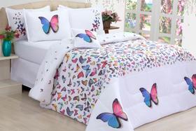 Coleçào Borboletas Edredom + jogo de lençol quenn 8 peças Percal 180 Fios 100% Algodão Coleçào Borboletas Edredom + jogo de lençol quenn 8 peças Percal 180 Fios 100% Algodão