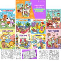 Coleção Coloring Book for Adults Kit Com 8 Livros de Colorir Adulto Comfy Days Cozy 160 Desenhos