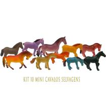 Coleção com 10 Bonecos Cavalos Mini Animais Selvagens