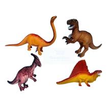 Coleção Com 4 Brinquedo Dinossauro Borracha Tamanho Grande.