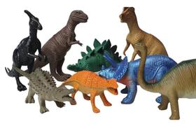 Coleção Com 8 Dinossauros Emborrachado - Dino World